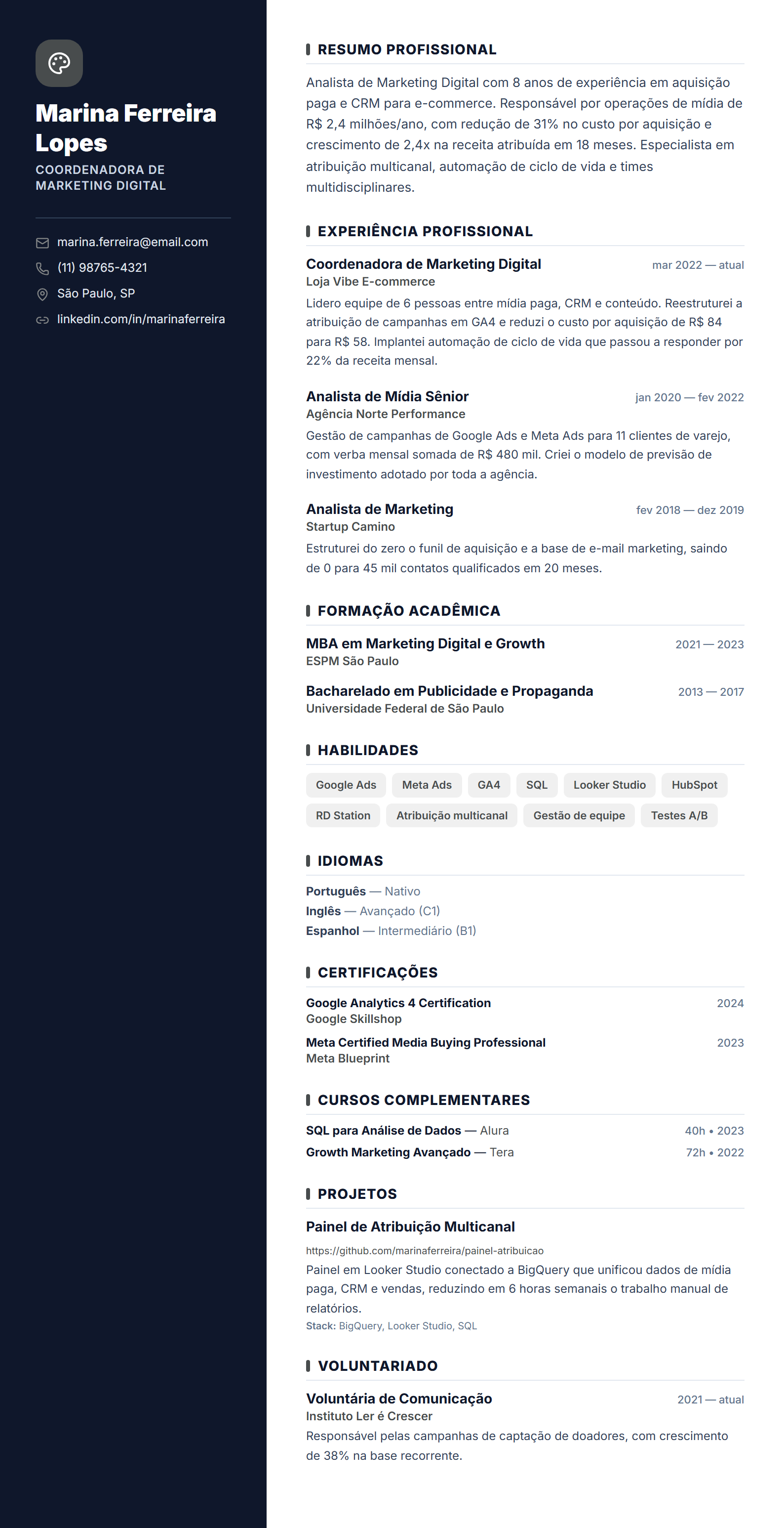 Modelo de currículo Infográfico