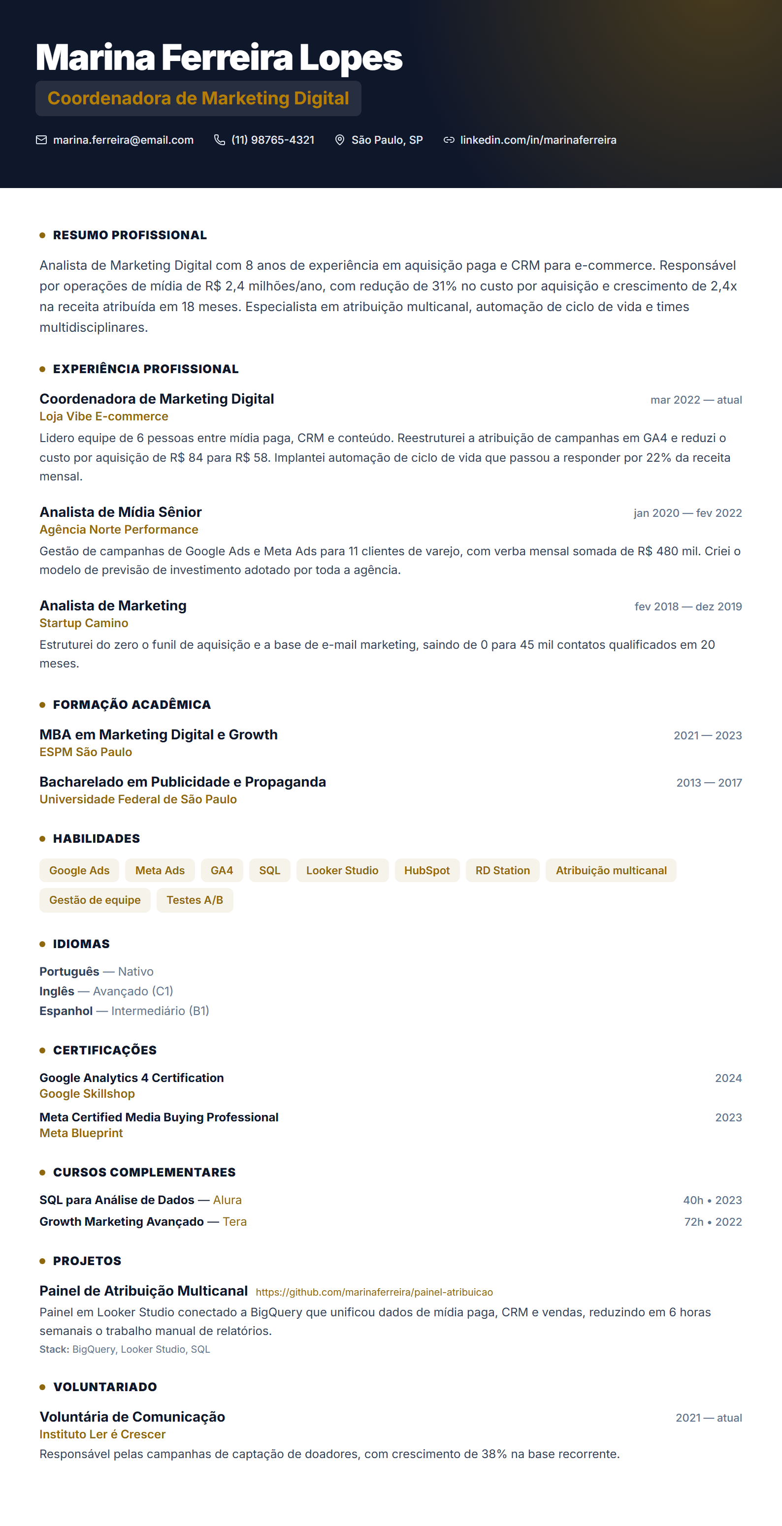 Modelo de currículo Visionário