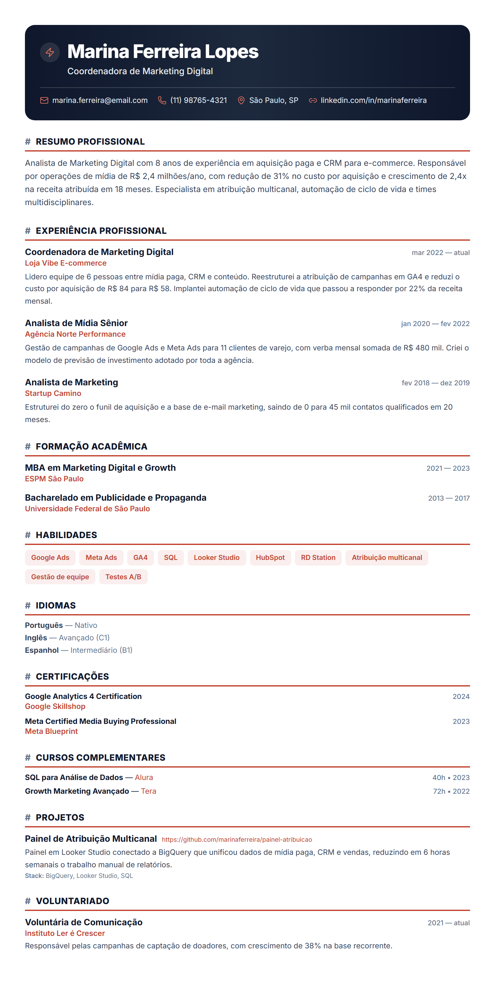 Modelo de currículo Startup Grid