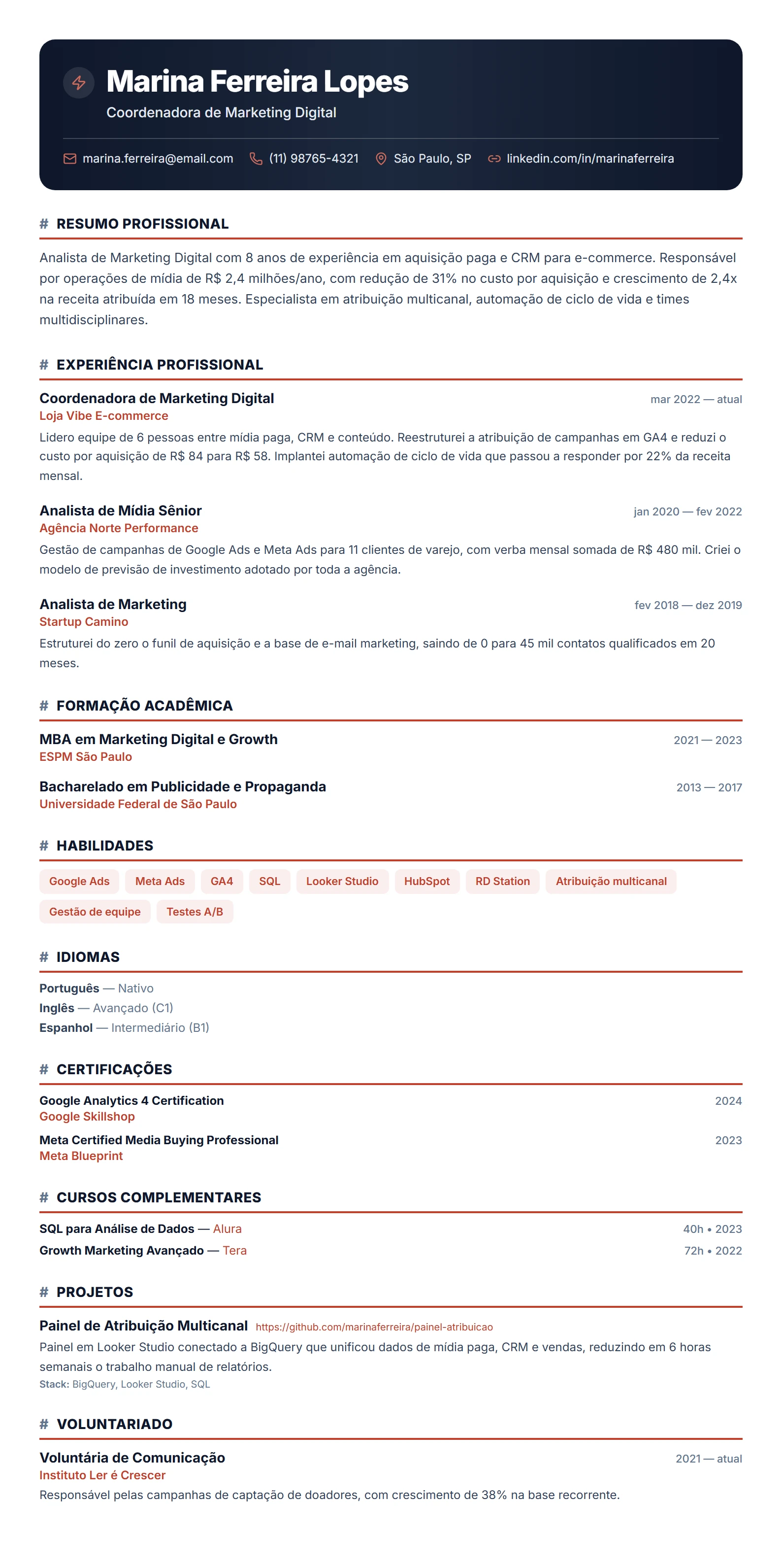 Modelo de currículo Startup Grid